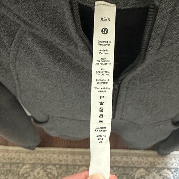 Lululemon Athletica Charcoal Scuba Half-Zip-Up Hoodie S/XS - Picture 2 of 6